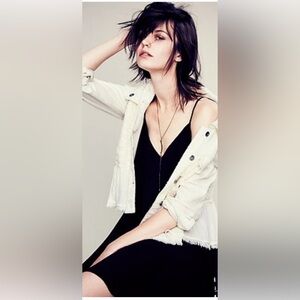 Sale!! Free People Denim Lace White Military Ruffle Peplum Victorian Jacket